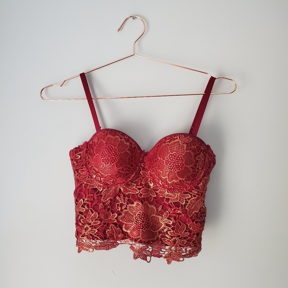 red lace corset top